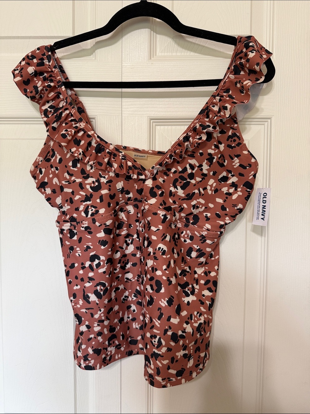 Old Navy Rust Floral-Print Ruffle Camisole